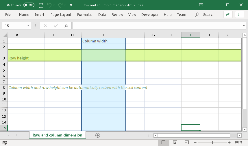 Row Height & Column Width