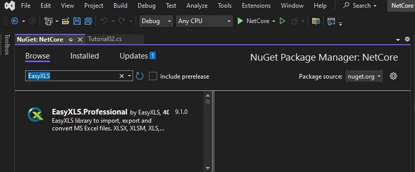 Browse EasyXLS NuGet package on nuget.org