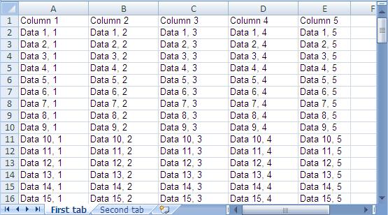 Exported data to XLSX file